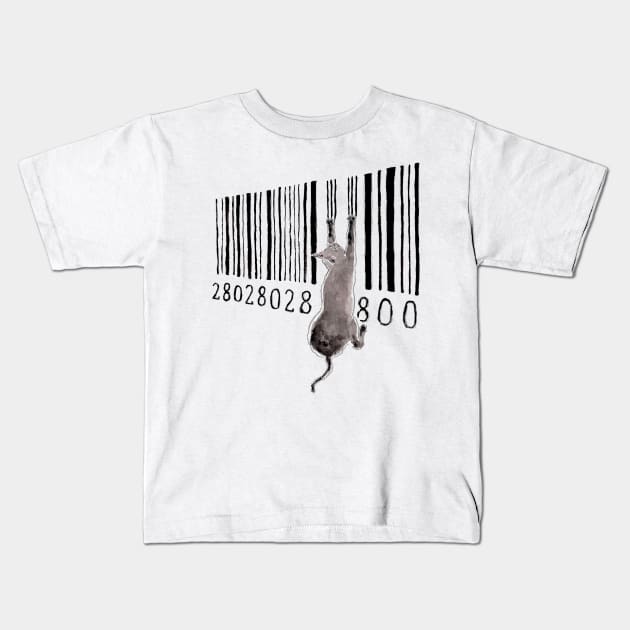 Barcode Cat Kids T-Shirt by TOCOROCOMUGI